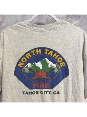 Vintage North Tahoe Fire Dept T Shirt Mens XL Gray Y2K Tahoe City California